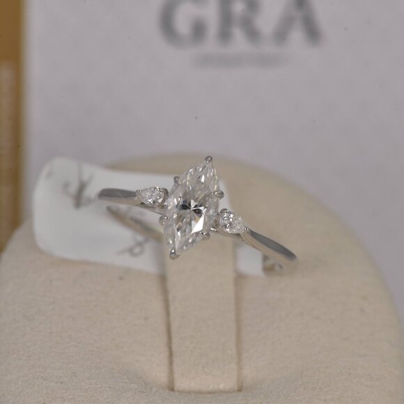 1.2 ct Moissanite Marquise Engagement Ring - Picture 2 of 8